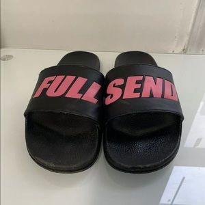 Nelk Boys FULL SEND Slides Black/Pink Size 10 Rare Supreme Kith Bape Yeezy